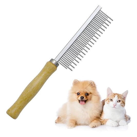 Wooden Handle Grooming Comb for Dogs Cats Pet（Multitooth）