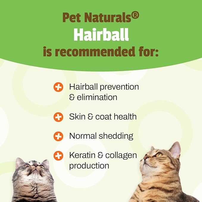 Pet Naturals Hairball - 30 Chicken-Flavored Chews - Cat Supplements & Vitamins for Hairball Control and Digestive Support, Contains No Corn or Wheat (Pack of 2)