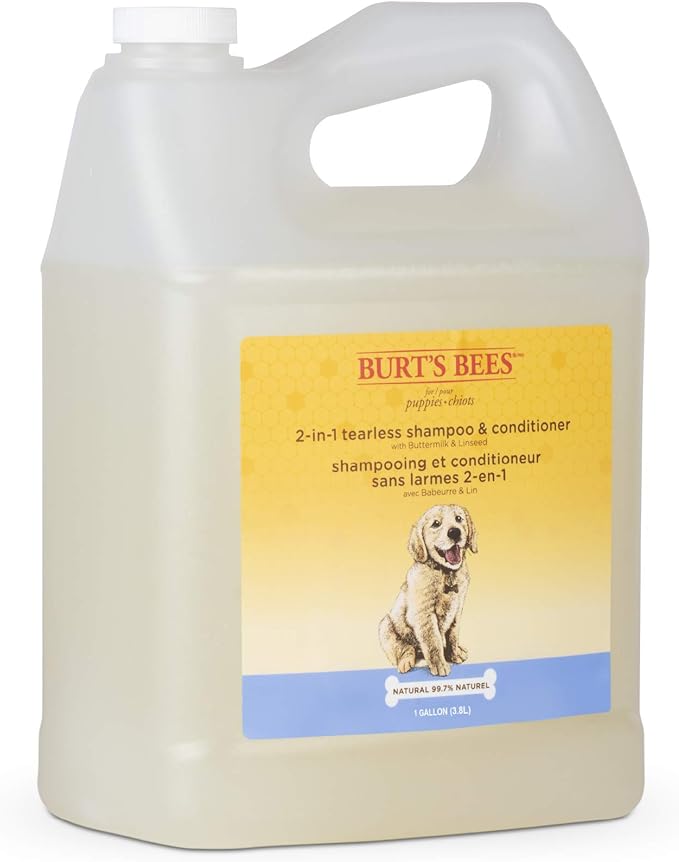 Burt's Bees for Pets Puppies Tearless 2-in-1 Dog Shampoo - Dog Shampoo for Puppies Soothes and Softens Dog Fur - Naturally Derived Dog Shampoo for All Dogs Puppy Shampoo Gallon Shampoo