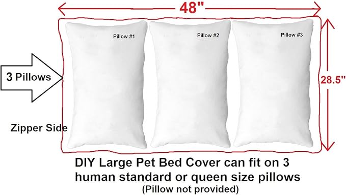 Dogbed4less Do It Yourself DIY Pet Bed Pillow Duvet Suede Cover + Waterproof Internal case for Dog/Cat at Large 48"X29" Brown Color - Covers only