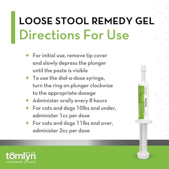 TOMLYN Firm Fast Loose Stool Remedy Gel, Helps Relieve Occasional Diarrhea in Cats and Dogs, 15cc