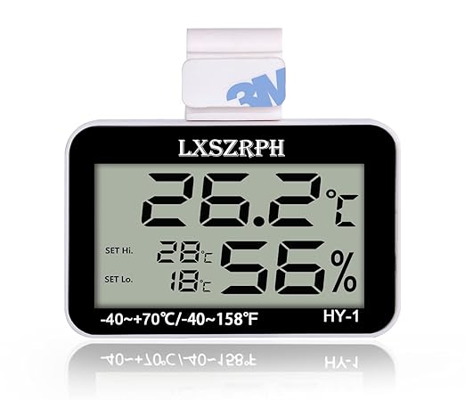 Reptile Thermometer Hygrometer with High Low Temperature Alarm Digital Temperature Humidity Meter Gauge with Hook for Reptile Tanks, Terrariums, Vivariums, Black 1Pack (1Pack)