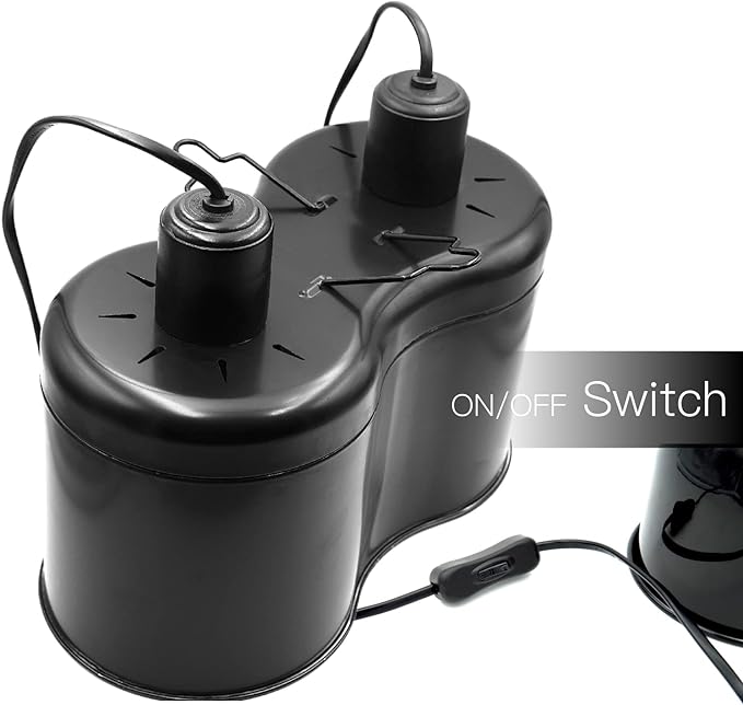 Reptile Dual Dome 12inch, Fits Reptile Light/Heat Lamp/UVB Light, Max. 160W Each,Patent Design K8561, Reptile Light Fixture