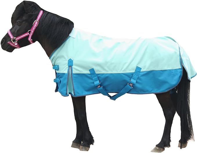 Mini Horse/Pony/Foal/Miniature Size 36"-51" Lightweight Waterproof & Breathable 1200 Denier Turnout Blanket with No Filling Turquoise 42"