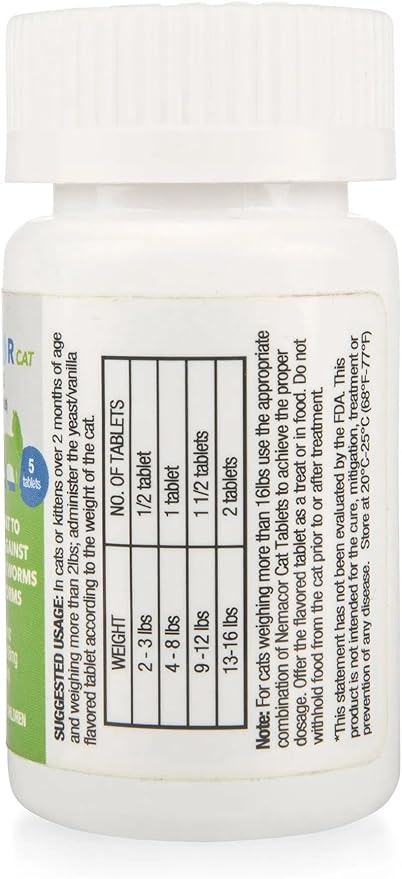 Cat Tapeworm Plus | Cats 2-16 lbs | Vanilla/Yeast | 5 Tablets