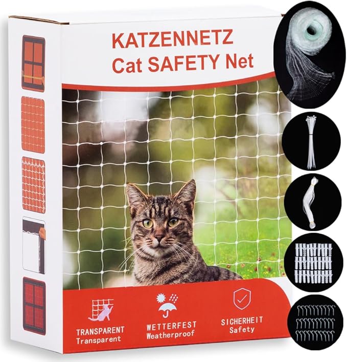 Balcony Cat Net,Transparent,Preventing Falls Net,Pet Cat Protective Net,Used to Fix Balconies,Terraces,Windows,Roof Chimney Openings (10x20ft,Color:Transparent)