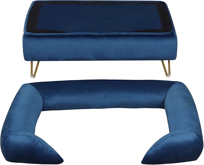 Dog Sofas and Chairs for Small Breeds,Dog Couch for Small Pet,Cat Sofa Chair with Soft Velvet Fabric,Wooden Frame Cat Bed,Pet Sofa Bed for Small Dog Rest Using, Blue
