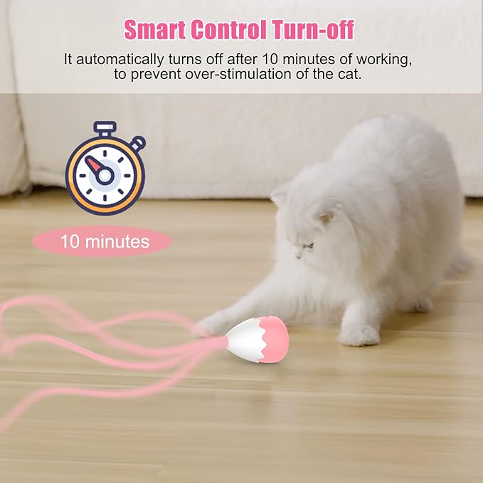 Cat Toys Interactive for Indoor Cats, Automatic Cat Wand Toy Silicone Tail Teaser Toy 2 in 1, Rechargeable Exercise Toy for Kitten-Pink