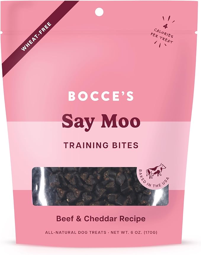 Bocce's Bakery Say Moo Beef & Cheddar Training Treats for Dogs, Wheat-Free Dog Treats, 6 oz Bag