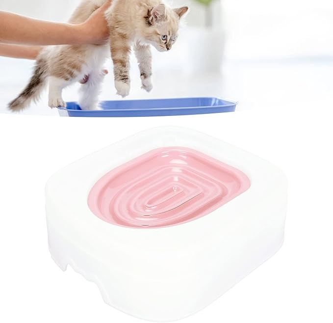 Cat Training Kit System for Toilet, Professional Reusable Cat Toilet Trainer, Urinal Seat with Extra Blue Tray, Recess Design Facilitates Tray Removal, Teach Cat to Use Toilet ()