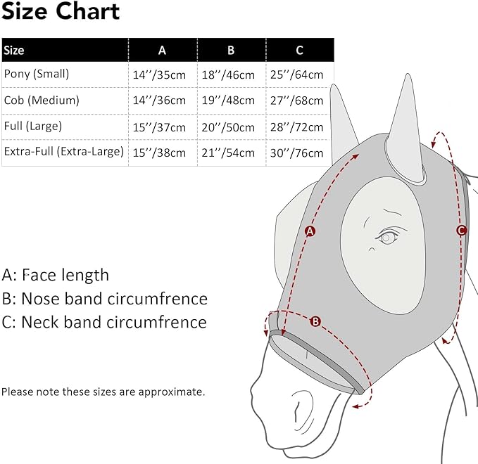 Harrison Howard Super Comfort Stretchy Fly Mask Large Eye Space with UV Protection Soft on Skin with Breathability Chic Blue L
