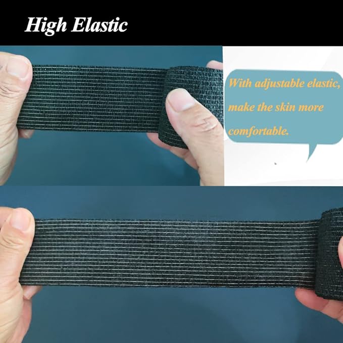 Self Adhesive Bandage Wrap,2 Inch Black Breathable Elastic Cohesive Bandages, Vet Wrap Sports Tape Bulk for First Aid Supplies, Wrist Sprains Protection