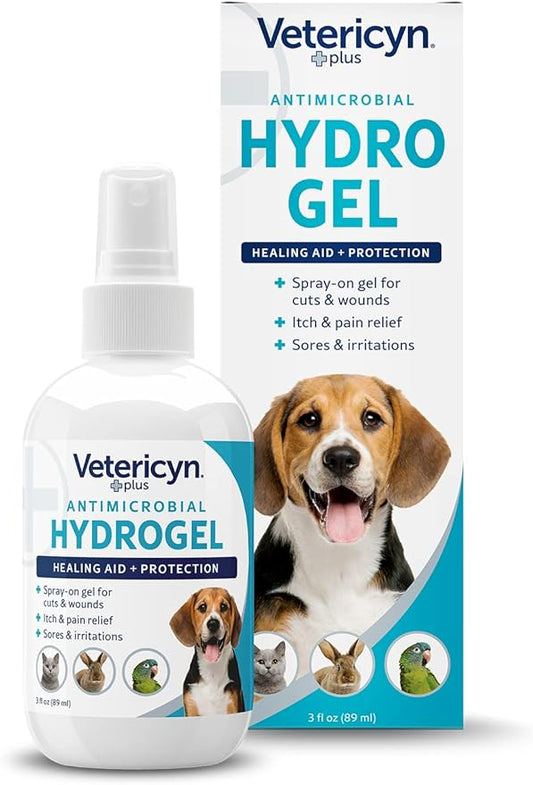 Vetericyn Plus Dog Wound Care Hydrogel Spray | Healing Aid and Wound Protectant, Sprayable Gel to Relieve Dog Itchy Skin, Safe for All Animals. 3 Ounces