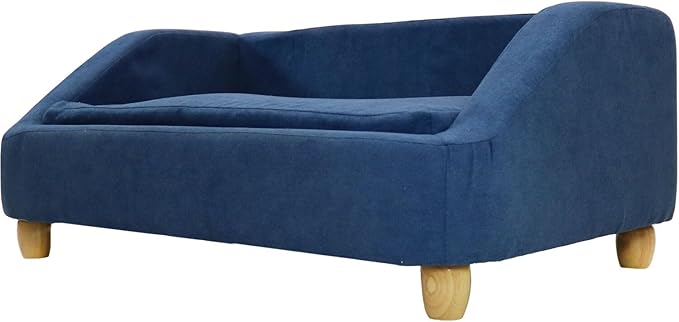 Critter Sitters 36-In. Microfiber Blue Rectangular Dog Couch for Medium-Sized Dogs, Modern and Stylish Elevated Dog Bed for Home or Apartment, Comfortable and Easy to Clean Dog Beds