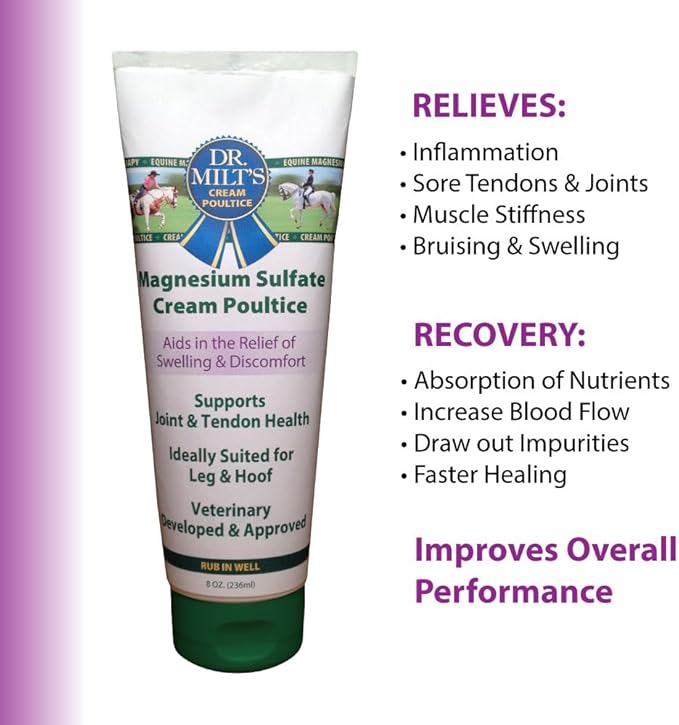 Dr. Milt's Horse Topical Epsom Salt Pain Relief Ointment Veriety packs - Cream, Gel, Spray. Liniment and Poultice, Hip and Joint Care for The Horse and Rider.