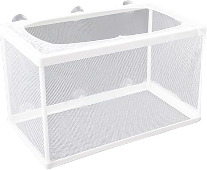Aquarium Fry Hatchery Net Fine Mesh Fish Hatchery Isolation Net with Suction Cups Hatchery Transparent Isolation Box for Fish Tank
