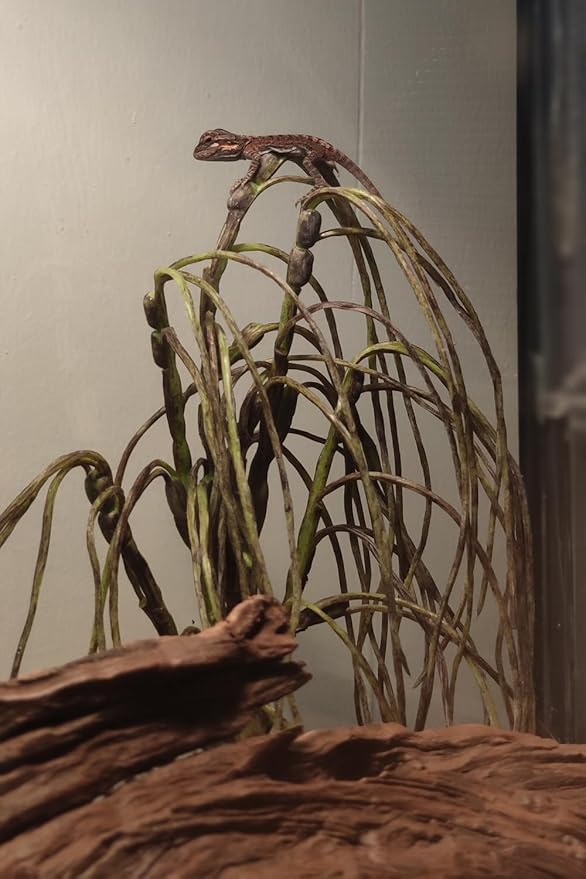 Reptile Terrarium Decor Plants, Bearded Dragon Tank Accessories fit Crested Gecko Leopard Lizard Chameleon Ball Python Snake Frog - Fake Forage Grass Plants