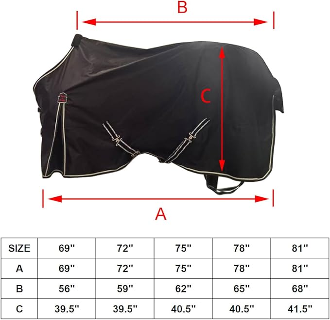 600Denier Waterproof and Breathable Horse Sheet Rip-Stop Turnout Rain Sheet Horse Blanket with Removable Leg Straps