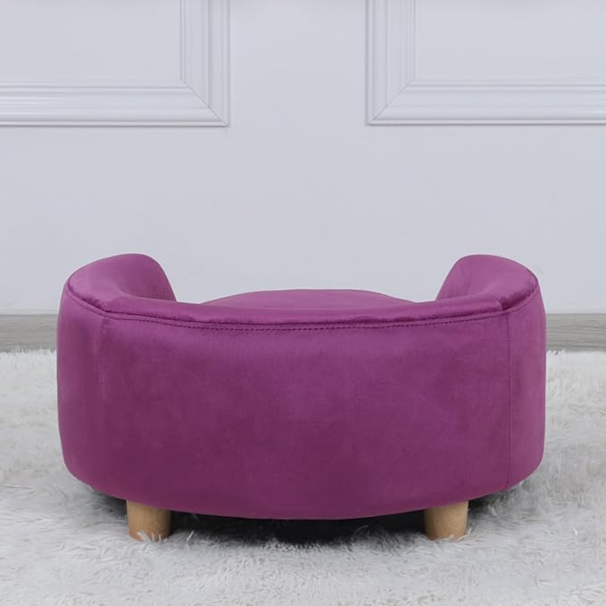 Dog Sofas and Chairs for Small Pet/Dog Sofa Chair with Soft Velvet Fabric / /Wooden Frame Cat Sofa Chair/Dog Sofa Bed with Washable Cushion for Small Dog Rest Using (purple)