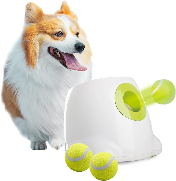 AFP Automatic Ball Launcher for Dogs Interactive Puppy Pet Ball Indoor Thrower Fetch Machine for Small and Medium Size Dogs, 3 Balls Included (2 inch) Mini