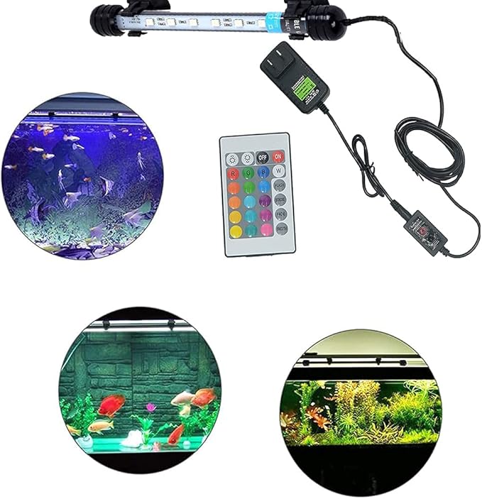LED Aquarium Light, 7-44 Inch Waterproof Fish Light White with Blue, RGB Underwater Lamp Submersible LED Light for Fish Tank