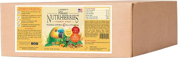 LAFEBER'S Classic Nutri-Berries Pet Bird Food, Made with Non-GMO and Human-Grade Ingredients, for Parrots, 14 lb