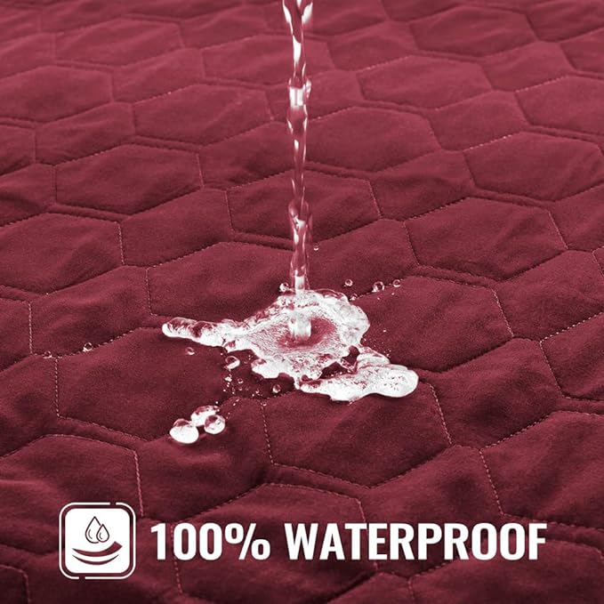 nanbowang Waterproof Dog Bed Covers Replacement Washable Pet Hair Easy to Remove, Dog Pillow Cover Quilted, Pet Bed Cover Lovely Puppy Bed Cover for Dog/Cat (35X44X6 (1pack), Burgundy)