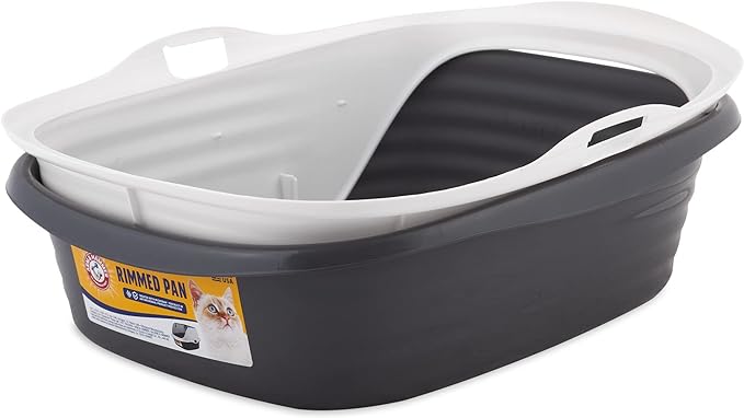 Arm & Hammer Rimmed Cat Litter Box with High Sides and Microban, Made in USA