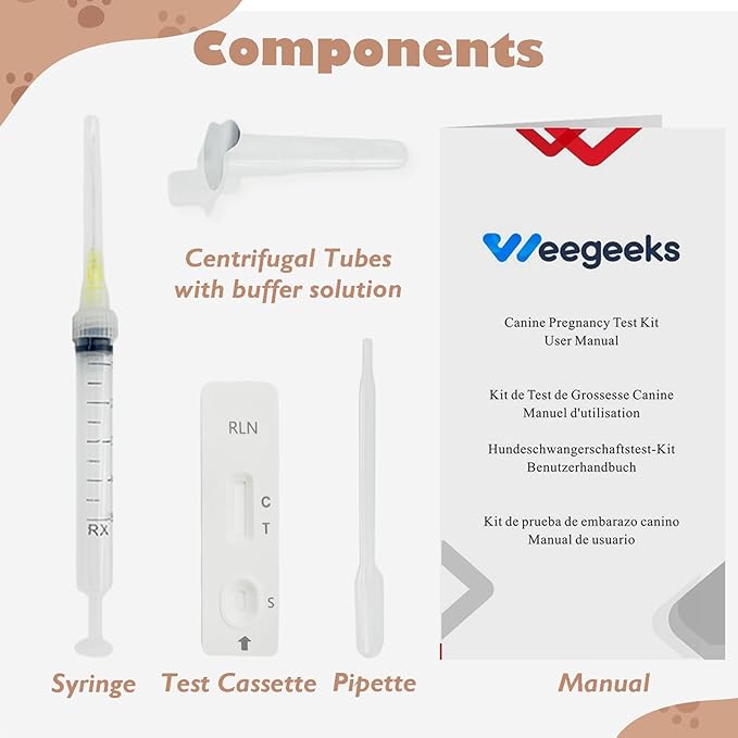 Dog Pregnancy Test Kit at Home, Canine Pregnancy Test Strip for Dog with Buffer Fast and Accurate Detection Pet Clinic Equipment