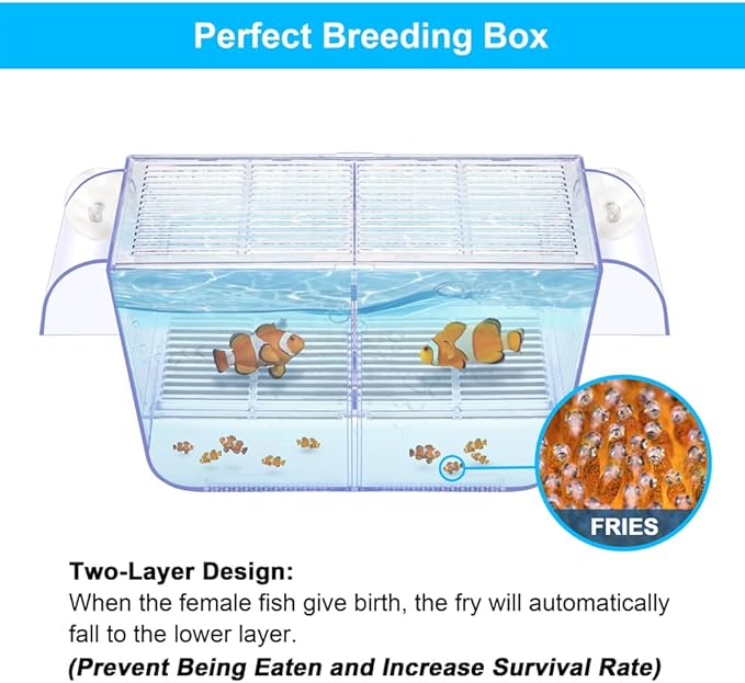 Fish Breeding Box Aquarium Holding Tank Transparent Fish Isolation Box Acclimation Hatchery Incubator Breeder Box for Baby Fish Betta Shrimp Clownfish Guppy Large