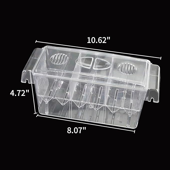 PENCK Fish Breeding Box for Aquarium, Acrylic Plastic Breeder Box for Fish Tank, Baby Snails Fishes Shrimp Clownfish Nursery Container, Fish Hatchery Incubator with Suction Cups