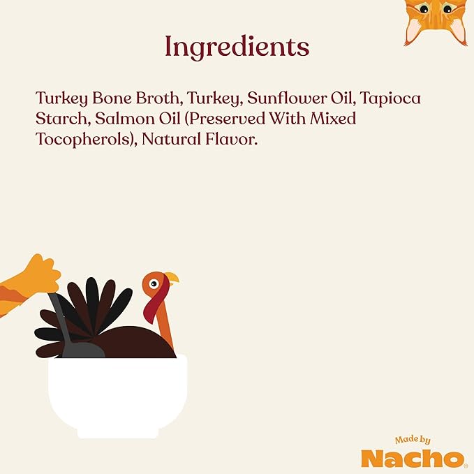 Made by Nacho Wet Cat Food Homestyle Bone Broth Bone Broth with Cage-Free Turkey Shreds Food Topper, Limited Ingredient, Grain-Free Diet - 24ct