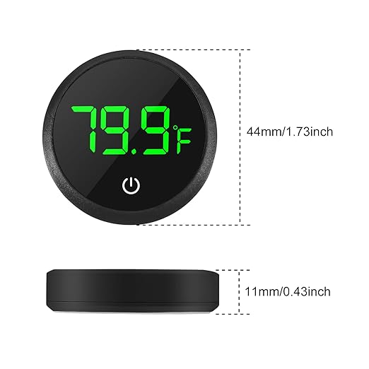 2Pcs Digital Aquarium Thermometer Fish Tank Digital LED Display Thermometer Fahrenheit Aquarium Temperature Sensor with LED Touch Screen for Aquarium Glass Containers Plant Reptile Turtle Tank-Black