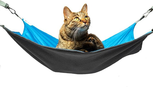 Cat Hammock,Cat Hammock for Cage,Washable Soft Outdoor Cat Mat,Waterproof Cooling Kittens Pad,Small Animals Pet Hammock Hanging for Cats (Large, Blue)