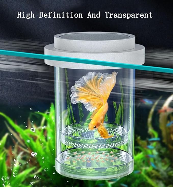 Aquarium Fish Tank Hatchery Incubator Breeding Box, Fish Spawning Room Breeding Box with Layering Breeding Tank Baby Fishes Shrimp Clown Fish 5.1 * 3.9 * 3.9 inch