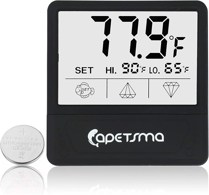 Aquarium Thermometer, Digital Touch Screen Fish Tank Thermometer with Large LCD Display, Stick-on Tank Temperature Sensor Ensures Accurate Reading for Aquarium Terrarium Amphibians and Reptiles…