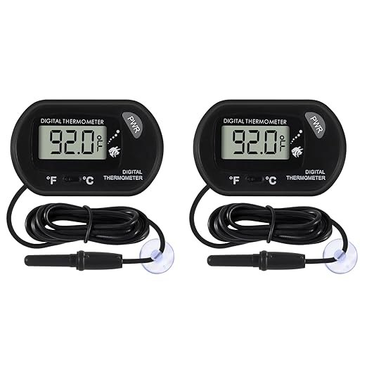 2Pcs Aquarium Thermometer Fish Tank Thermometer Reptile Thermometer Terrarium Water Temperature Test Digital Thermometer with LCD Display Fahrenheit/Celsius(℉/℃)