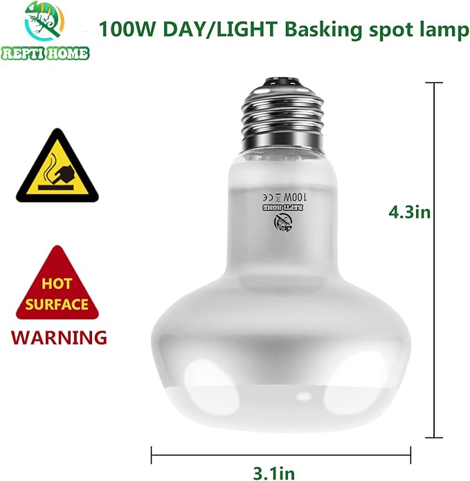 Reptile Heat Lamp Bulb,100W 3 Pack Basking Spot Lamp Bulb for Reptiles & Amphibians,Reptile Daylight Heat Emitter Light for Bearded Dragon, Lizard, Turtle