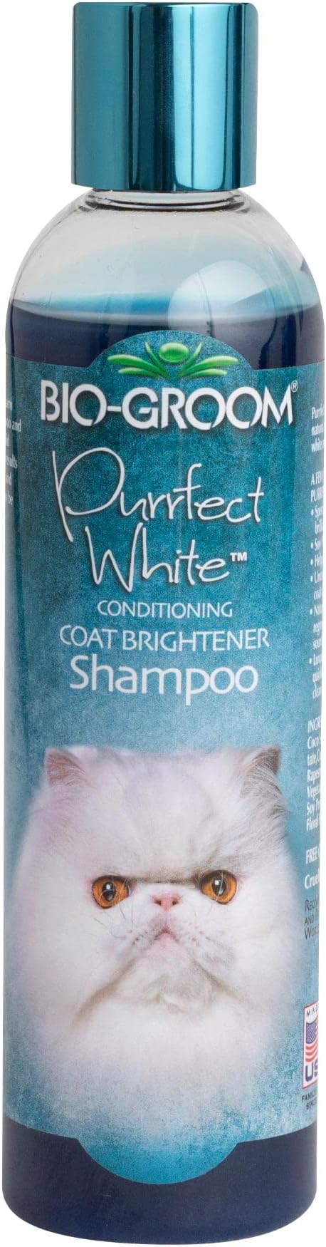 Bio-Groom Purrfect White Cat Shampoo – Color Enhancing Pet Shampoo, Cat Bathing Supplies, Kitten Wash, Cat Grooming Supplies, Cruelty-Free, Made in USA, Coat Brightener Shampoo – 8 fl oz 1-Pack