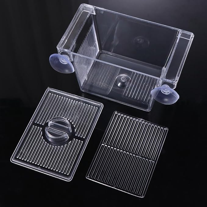 Fish Breeding Box Acrylic Hatchery Incubator Tank with Suction Cups Clownfish Incubator for Baby Fish Shrimp and Guppy