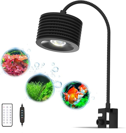 Lominie LED Aquarium Light, Planted Tank Light 4 Channels Remote Control 6500K Aquarium LED Light for Freshwater Fish Tank Refugium with Gooseneck (A20 18W Freshwater)