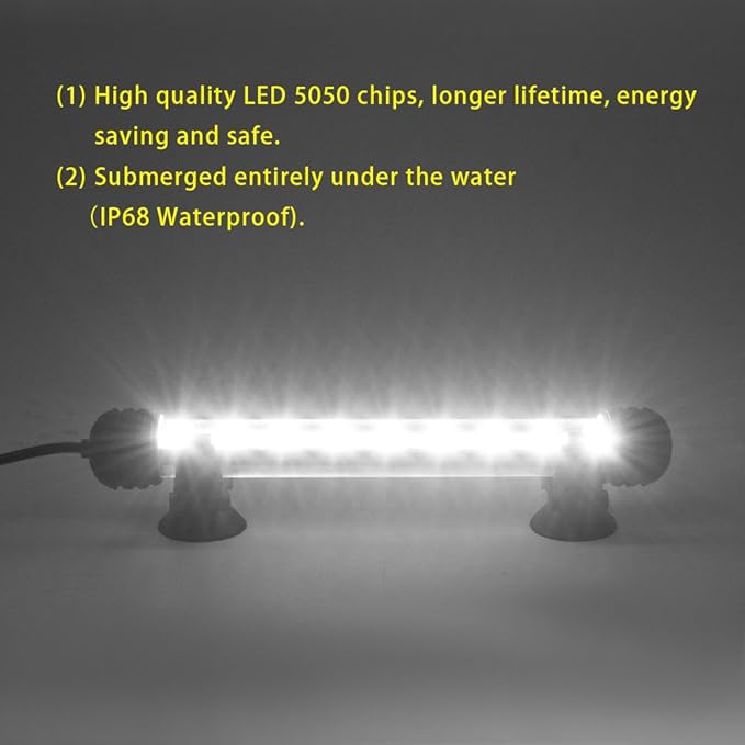 LED Aquarium Light, Smiful Fish Tank Light Submersible Underwater Crystal Glass LEDs Lights, 7.5"- White