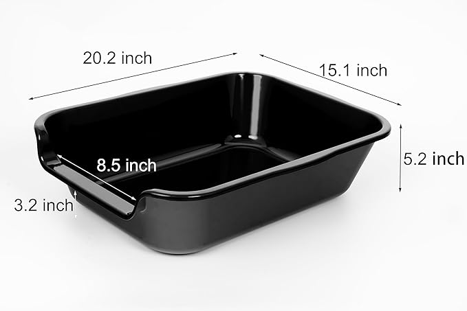 2 Pack Extra Large Dog Litter Box Pan Tray (ABS Material), Low Entry Jumbo Senior Litter Boxes for Multiple Kitten Big Cats, Pet Safe Indoor Dog Potty (Black, 20" L x 15" W)