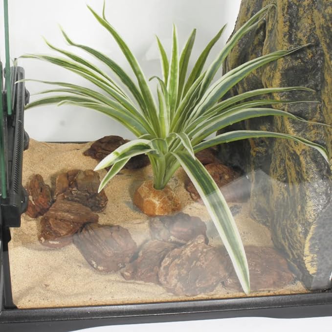 Artificial Spider Plants, Reptile Terrarium Decor, Bearded Dragon Tank Accessories fit Crested Gecko Leopard Lizard Chameleon Ball Python Snake Frog