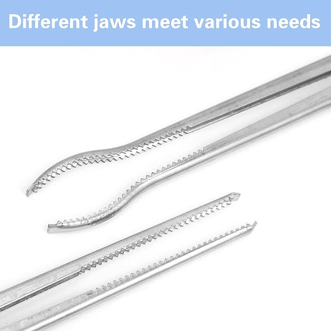 2 PCS Snake Feeding Tongs 15 Inch Extra Long Stainless Steel Reptile Feeding Tongs Including 1 Curved Mouth and 1 Straight Mouth Feeding Tong Tweezers for Ball Python Fish Aquariums Reptiles Snakes