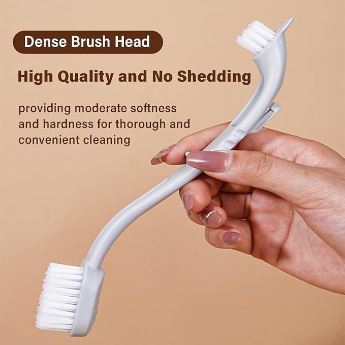 Bird Cage Cleaner with Two Brush Heads Long Handle Tool for Cleaning Bird Parrot Cages Kennels Perches