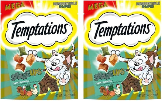 Temptations ShakeUps Crunchy and Soft Cat Treats, Clucky Carnival Flavor, 5.29 oz. Pouch (Pack of 2)