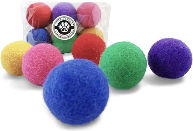 Wool Cat Balls - Safe Felt Cat Kitten Toys - Fun Colorful Cat Ball Toys - Soft Quiet Wool Kitty Toys - Unique for Cat Lovers - Hand Made in Nepal