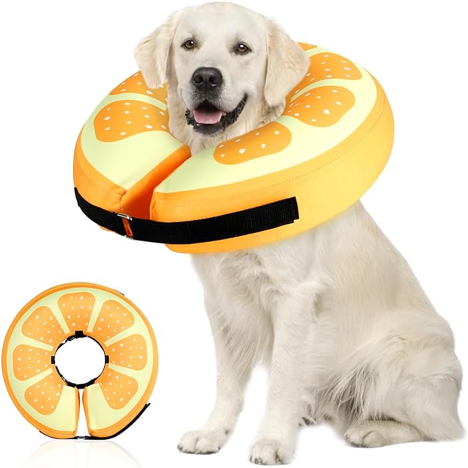 Sivomens Dog Cone, Protective Inflatable Dog Collar for Large Dogs, Soft Adjustable Pet Recovery Cone After Surgery, Washable Dog Donut Collar Prevents Licking Wounds & No Blocking Vision, L(12"-18")