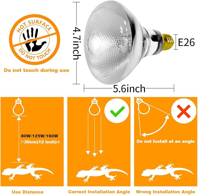 LUCKY HERP 100 Watt UVA UVB Full Spectrum Vapor Heat Lamp Bulb, Self-Ballasted UV Heat Lamp/Bulb/Light for Reptile and Amphibian, Sun Lamp for Bearded Dragon Lizard Turtle(Coated)
